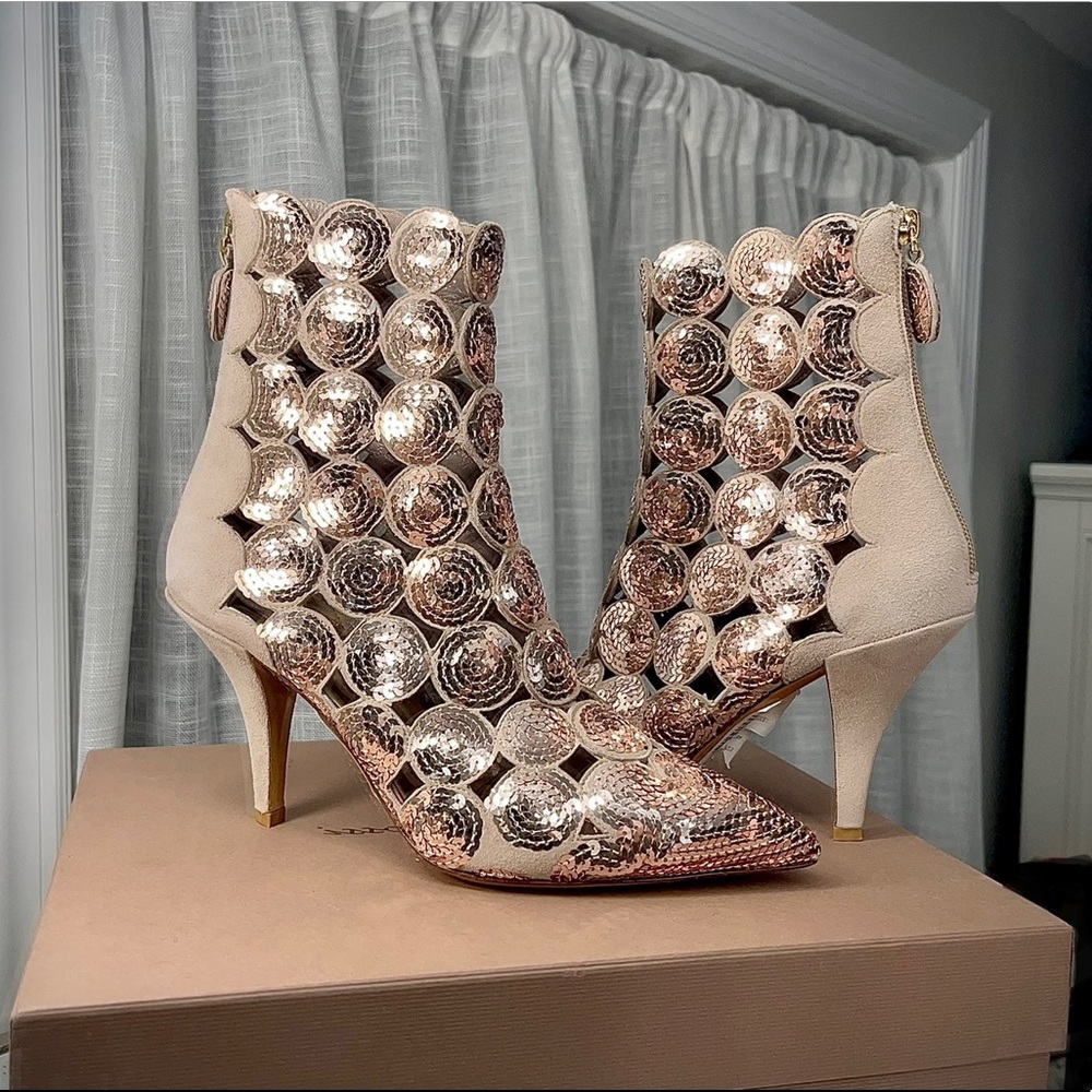 NIB❗️Valentino Garavanti Poutre Suede & Sequin Ankle Booties